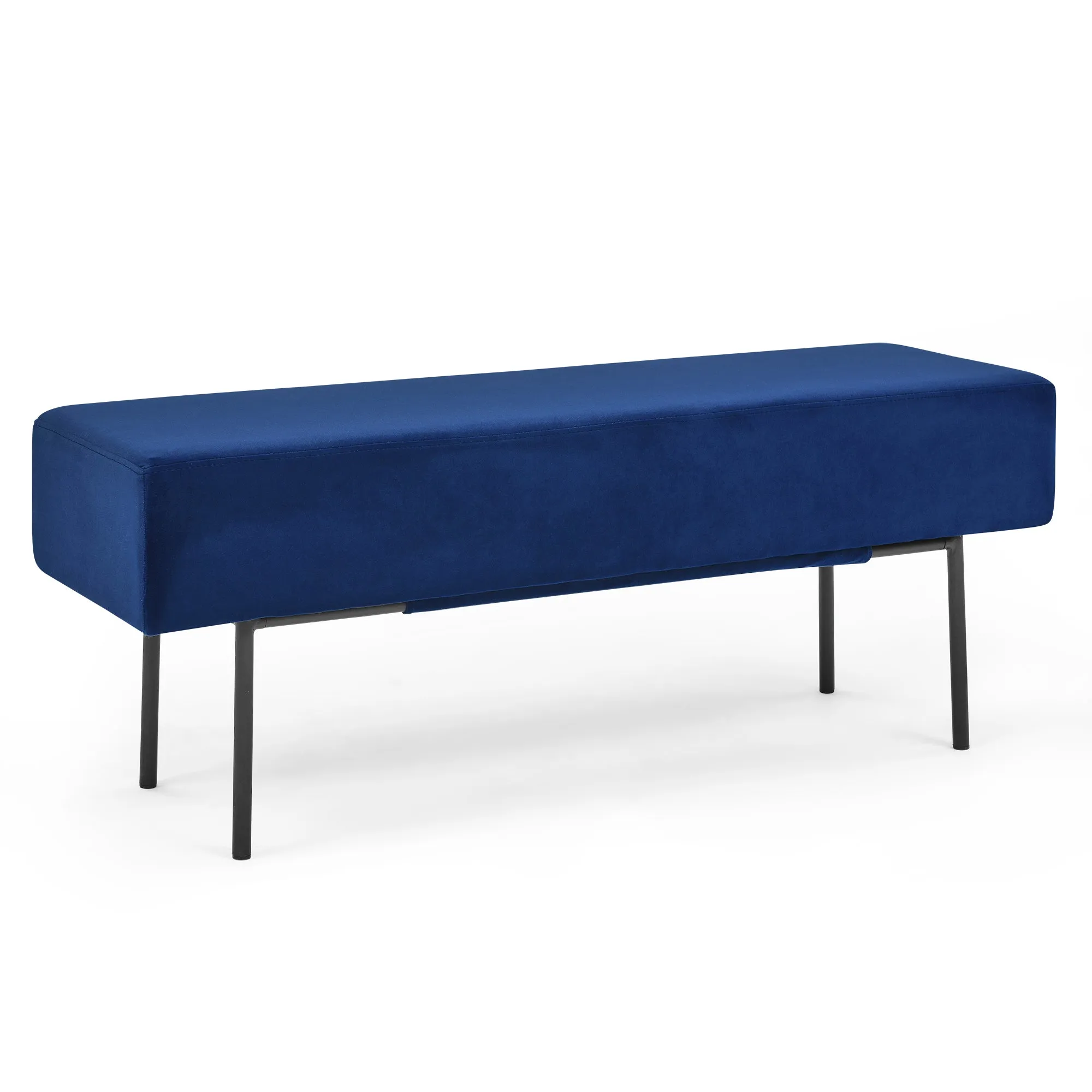 Contemporary Style Velvet Upholstered Bench - Blue