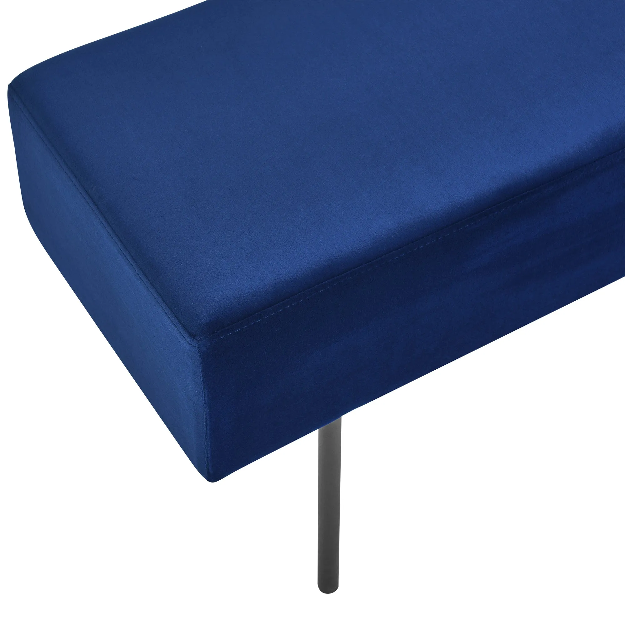 Contemporary Style Velvet Upholstered Bench - Blue