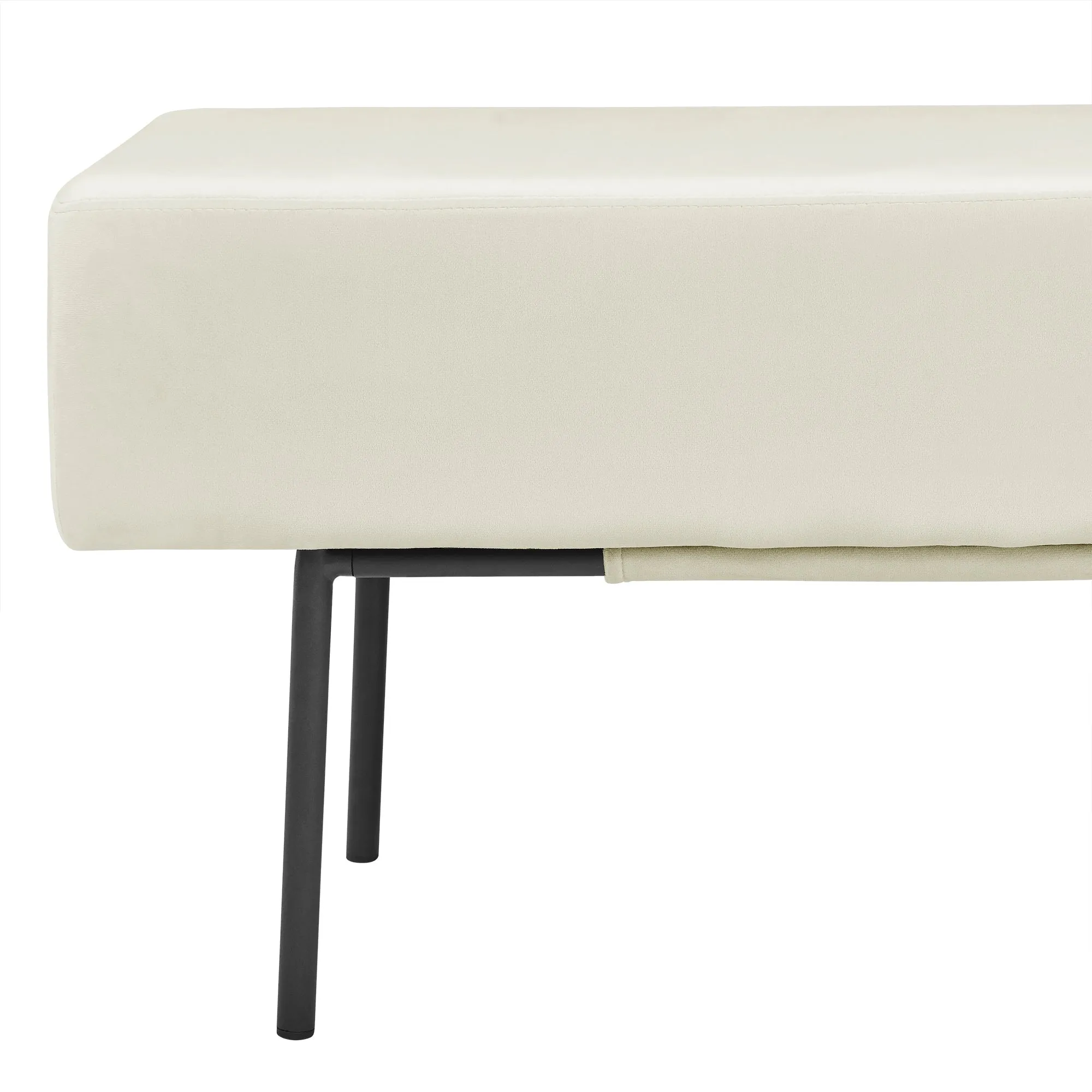Contemporary Velvet Upholstered Bench ( 45'' x13''x 17''）-  Beige