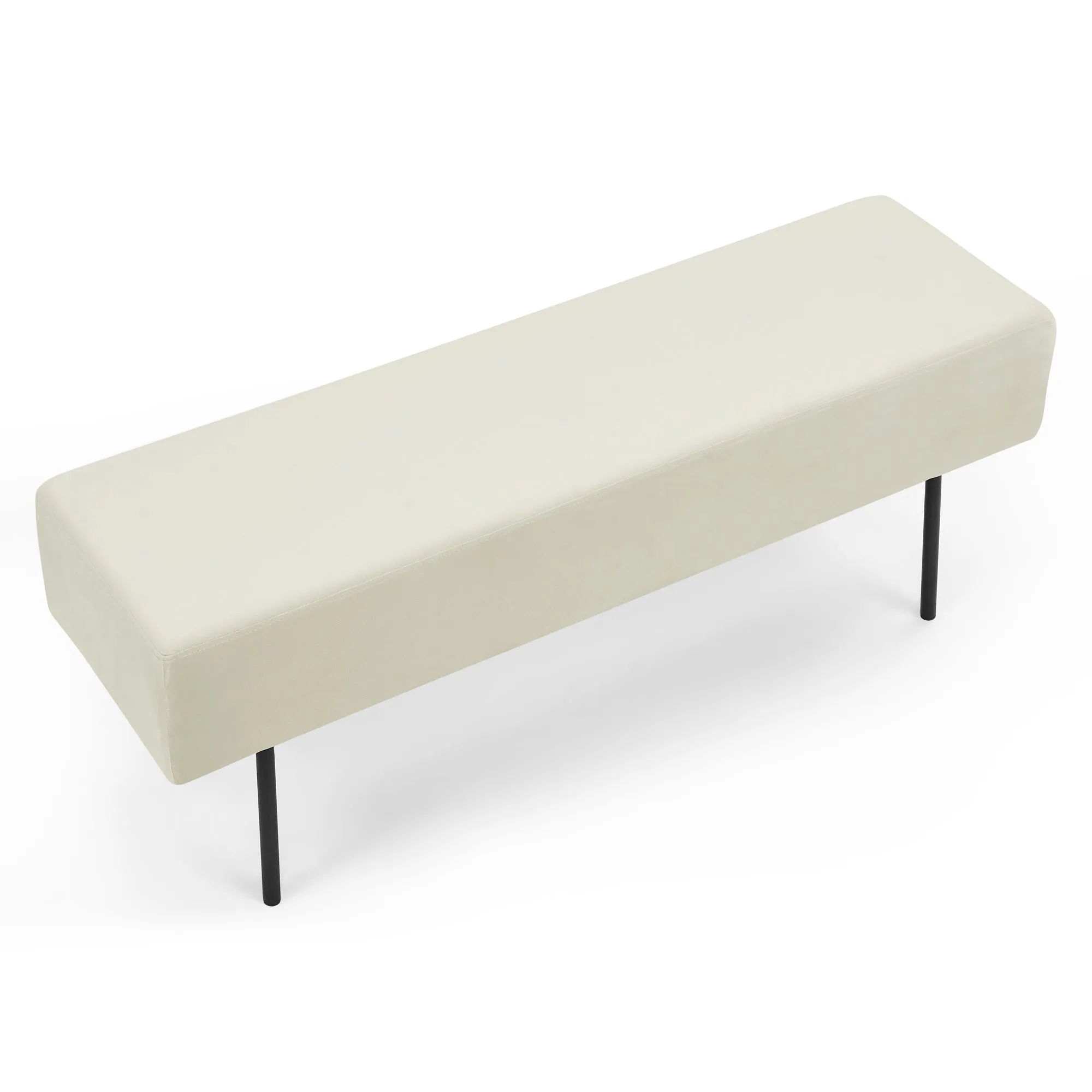 Contemporary Velvet Upholstered Bench ( 45'' x13''x 17''）-  Beige