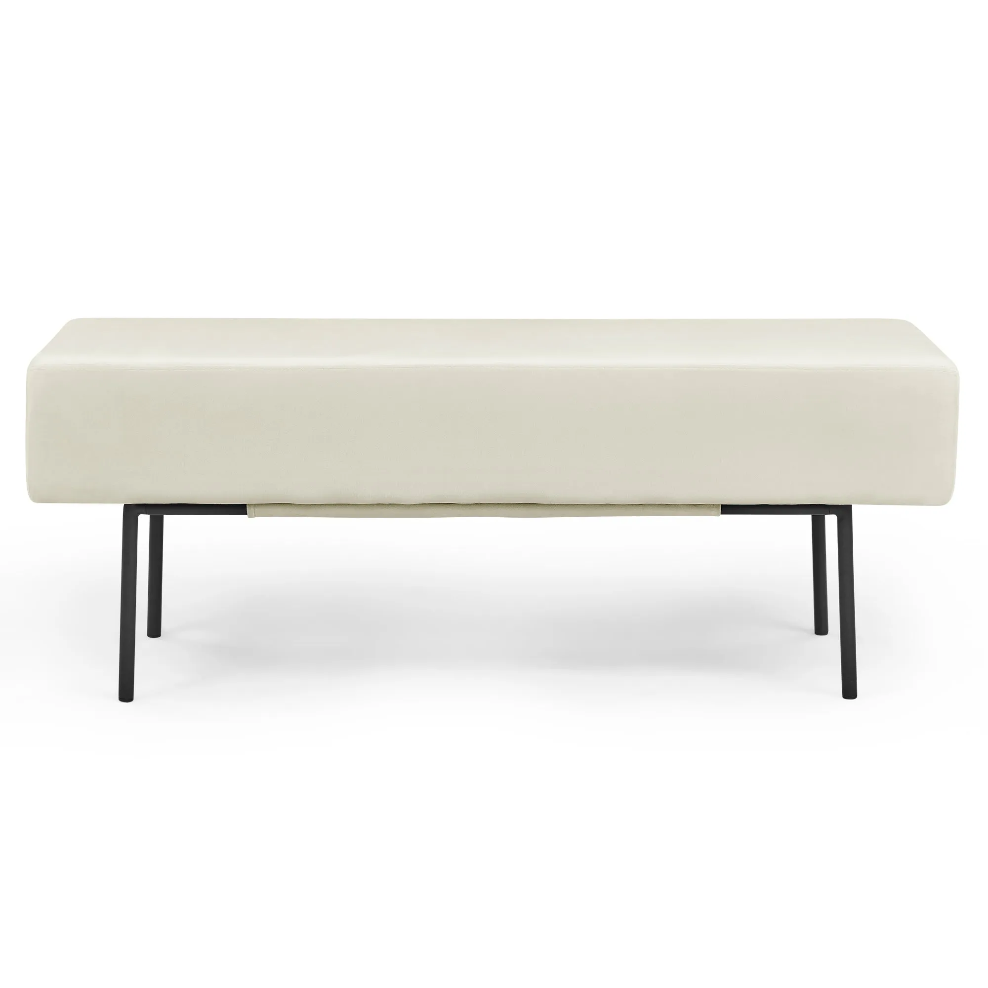Contemporary Velvet Upholstered Bench ( 45'' x13''x 17''）-  Beige