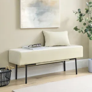 Contemporary Velvet Upholstered Bench ( 45'' x13''x 17''）-  Beige