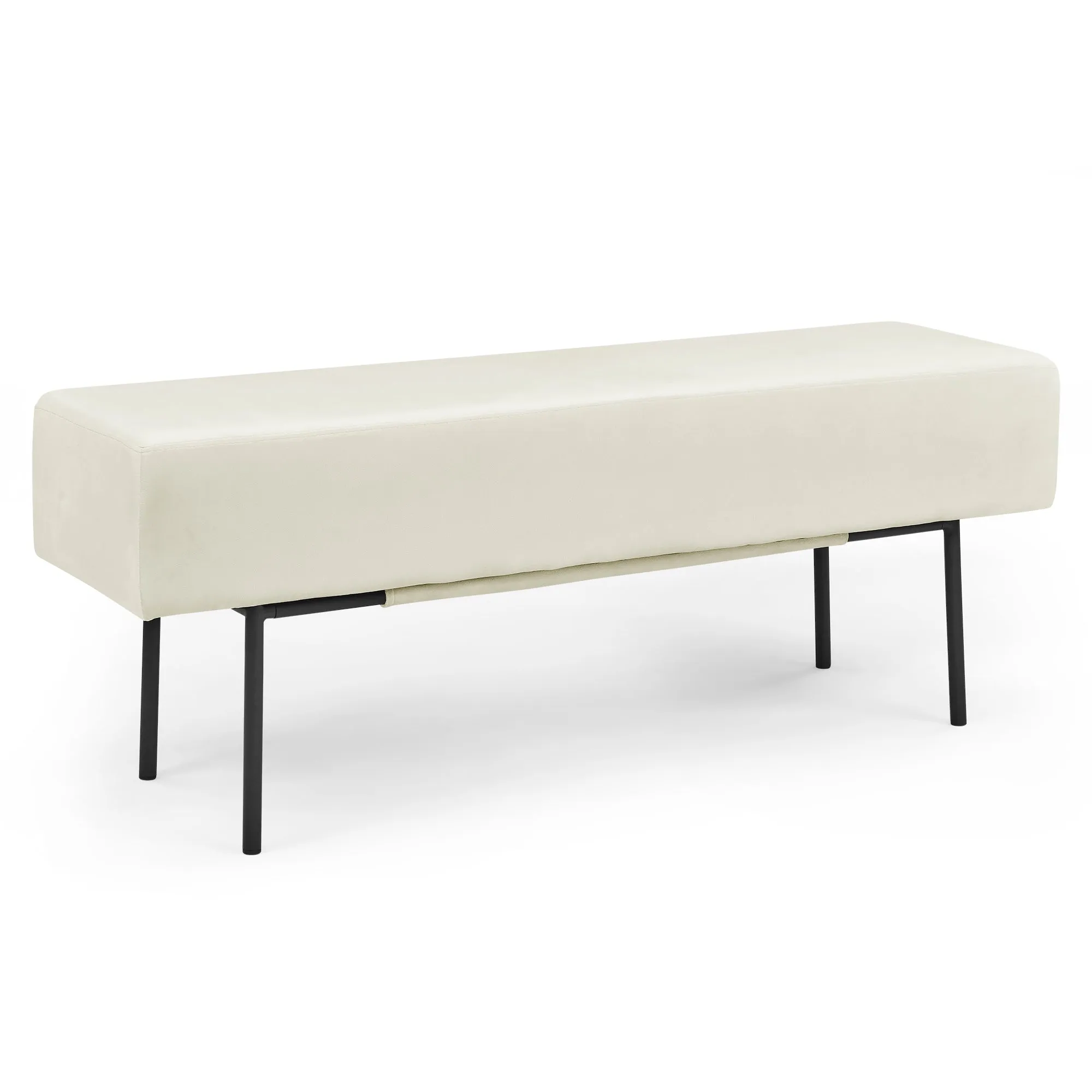 Contemporary Velvet Upholstered Bench ( 45'' x13''x 17''）-  Beige