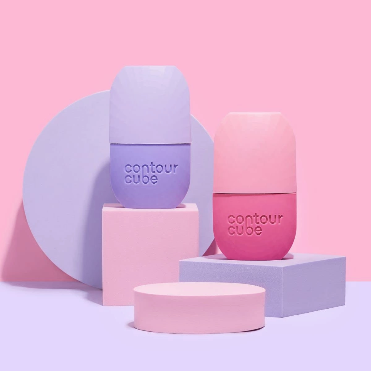 Contour Cube Original - Ice Roller for Sculpting & De-Puffing - Face Ice Roller & Massager with BPA-Free Silicone - Ice Mold for Face - Skin Care Tools for Daily Skincare (180ml) - Original Pink