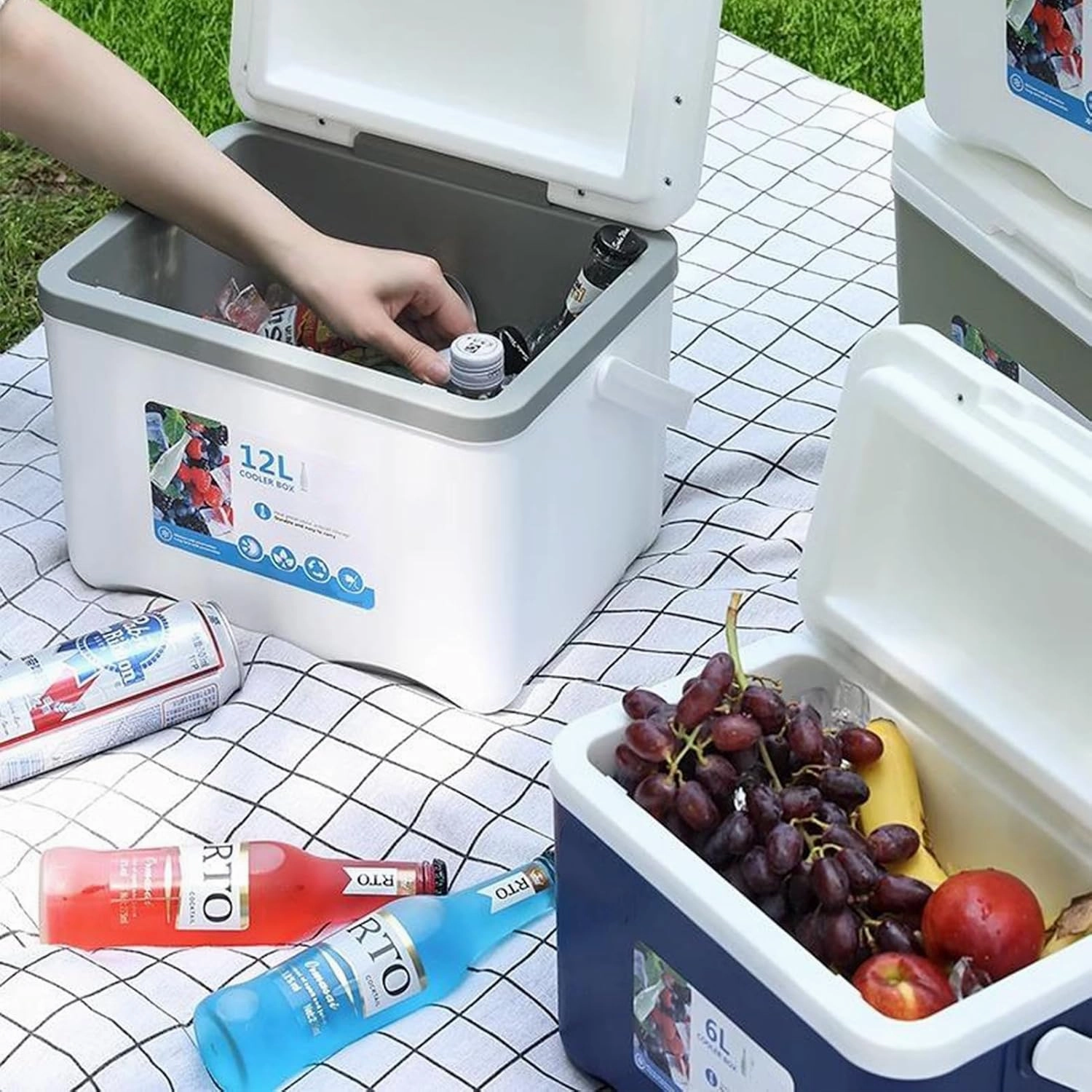 Cooler for Abarth 500/595/600/695/Fastback/Pulse/Punto/Ritmo Insulated Hard Ice Box Large High-Performance Storage Box Portable Cool Picnic Box Festival Camping