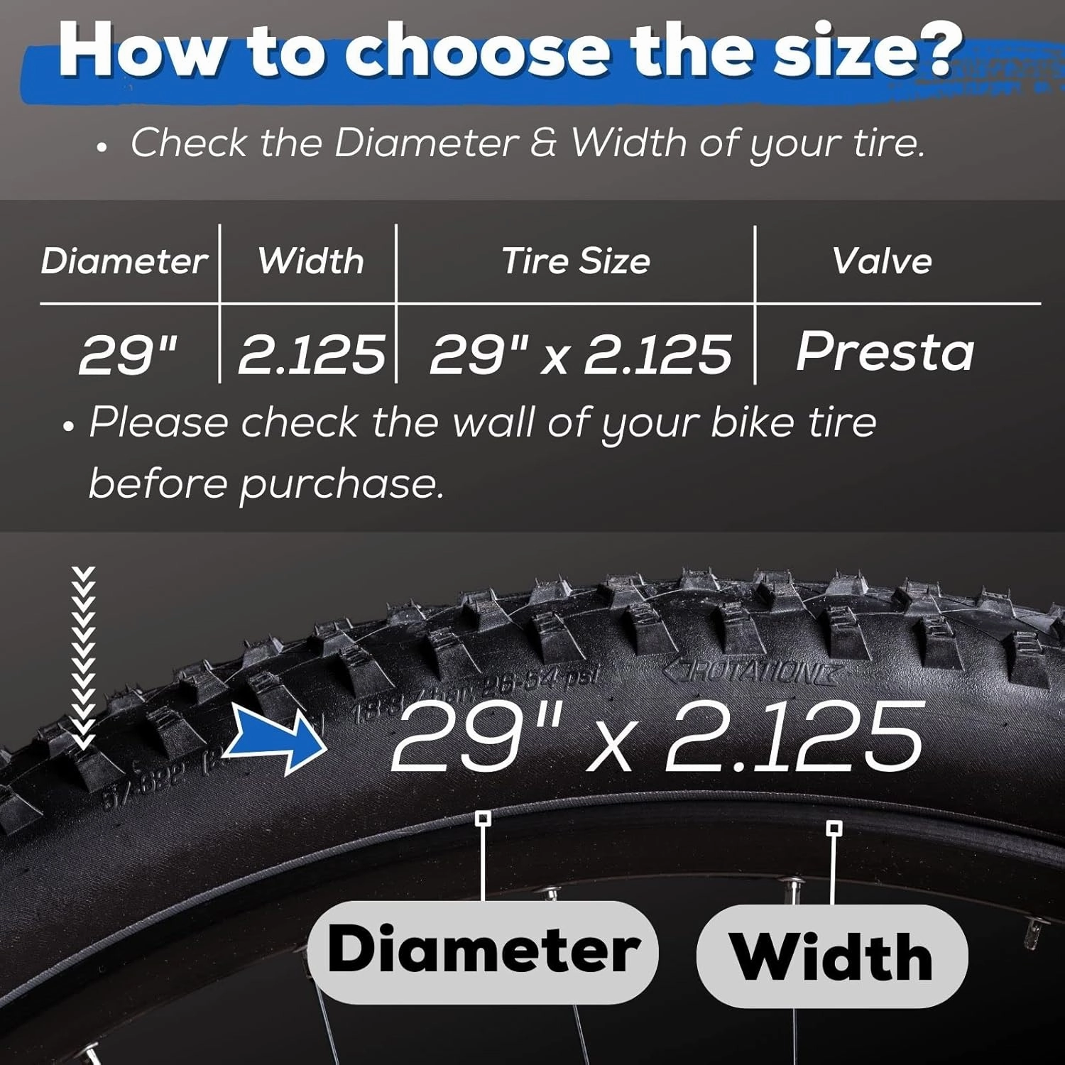 Corki Cycles 29 Inch Mountain Bike Tire Tube 29 x 1.75 1.95 2.0 2.1 2.125 2.2 2.25 2.3 2.35 2.4 Presta Valve 48mm Schrader Valve 32mm Butyl Rubber 29 MTB Bicycle Inner Tube 2-Pack