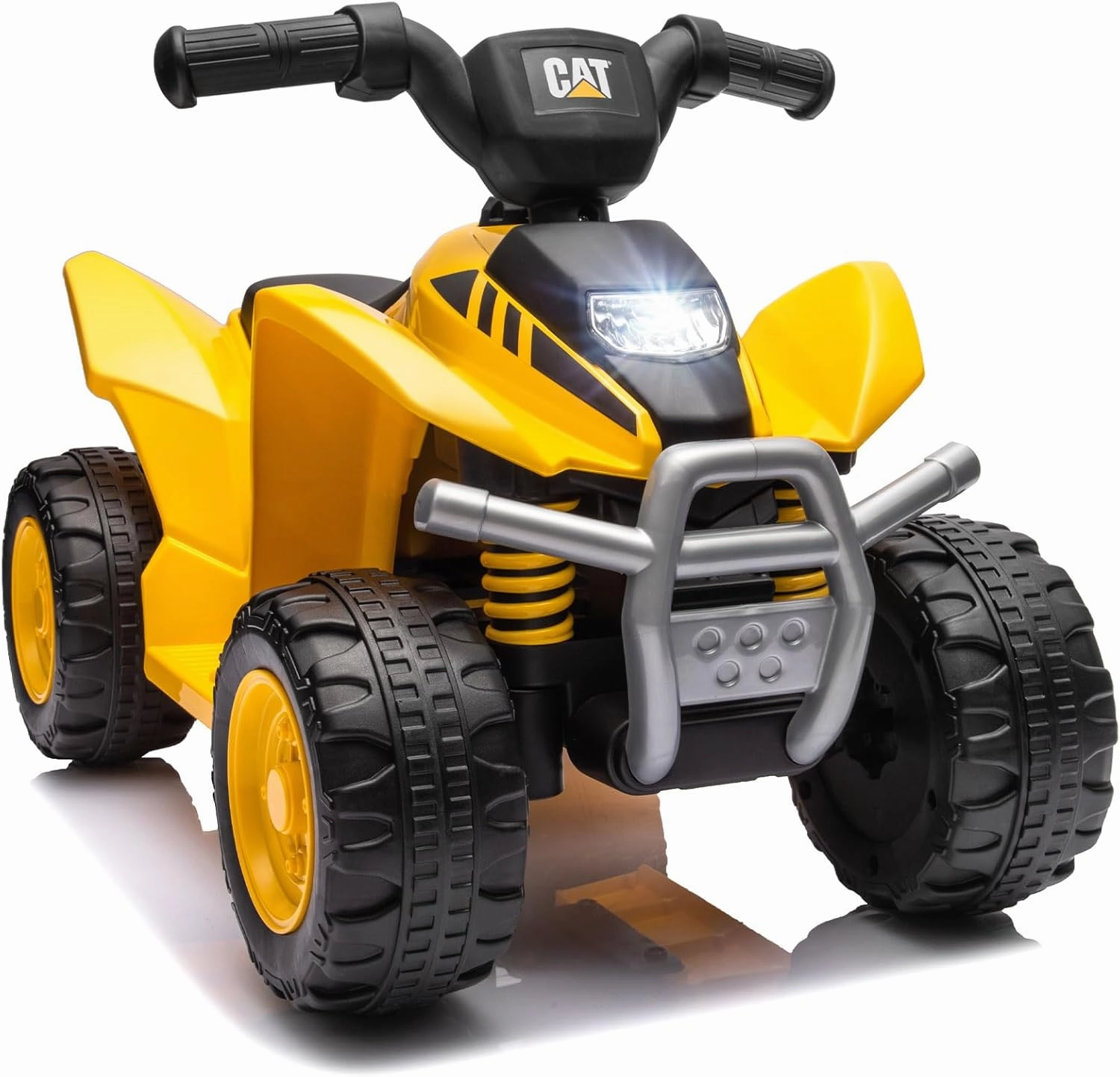 Costzon Kids ATV, 6V CAT Licensed Four Wheeler Quad Car Toy with LED Headlight, Horn, Treaded Tires, 4 Wheeler Electric ATV Ride on for 18-36 Months Boys Girls, Yellow
