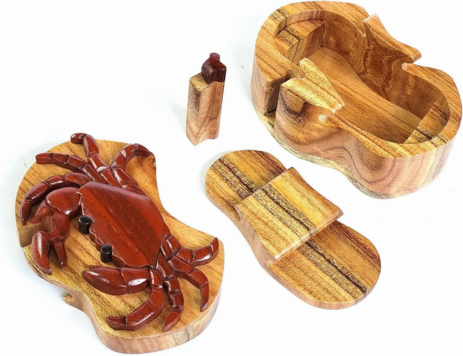 Crab - Intarsia Wood Puzzle Box - Handcrafted with Secret Compartment