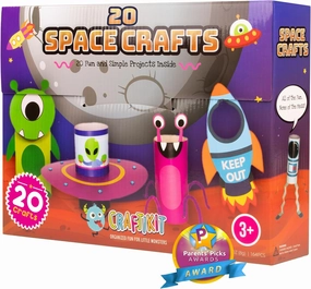 Craftikit® 20 Space Arts & Crafts for Kids - All-Inclusive Fun Toddler Craft Kit, Ages 3-10, Galaxy-Themed Activities