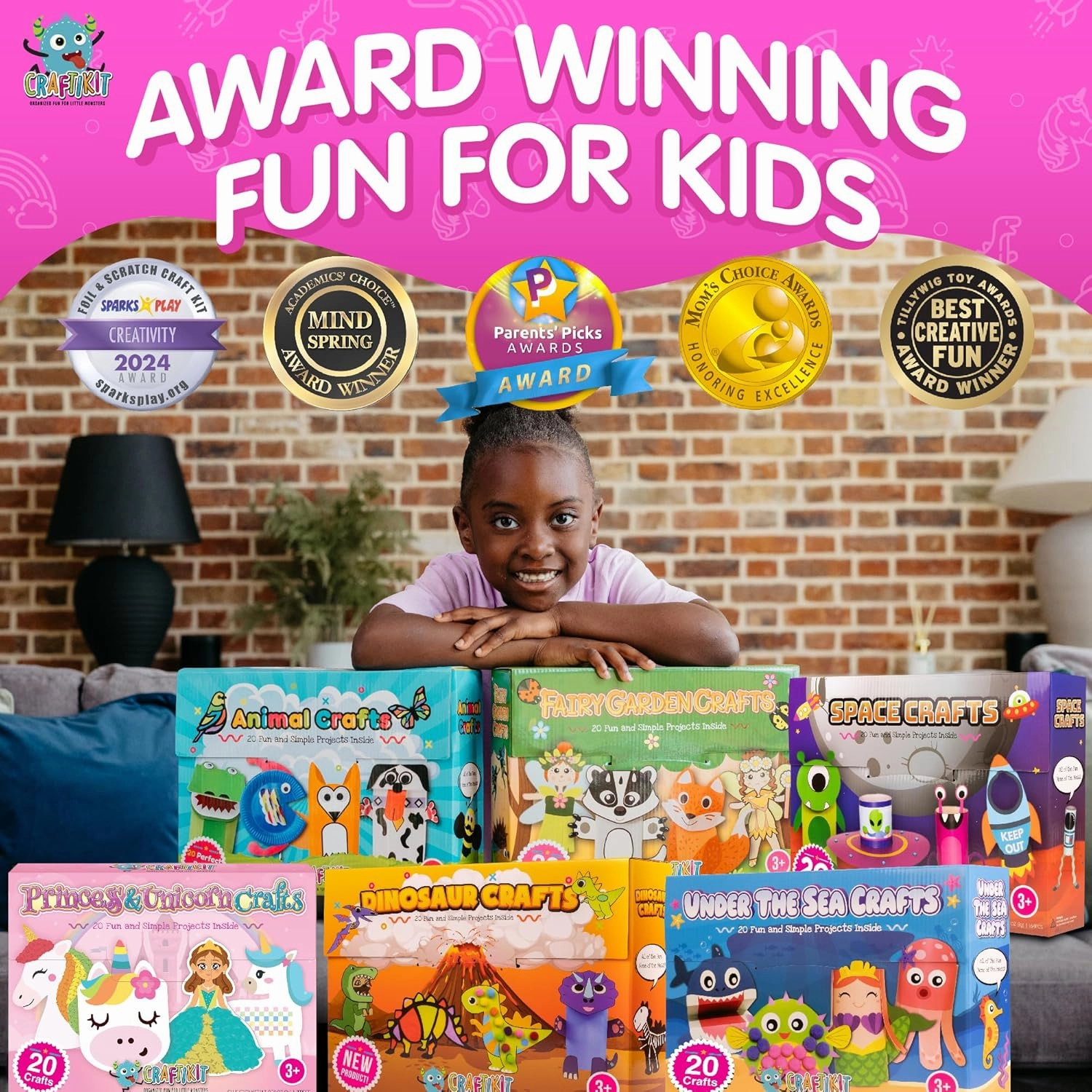 Craftikit® 20 Space Arts & Crafts for Kids - All-Inclusive Fun Toddler Craft Kit, Ages 3-10, Galaxy-Themed Activities