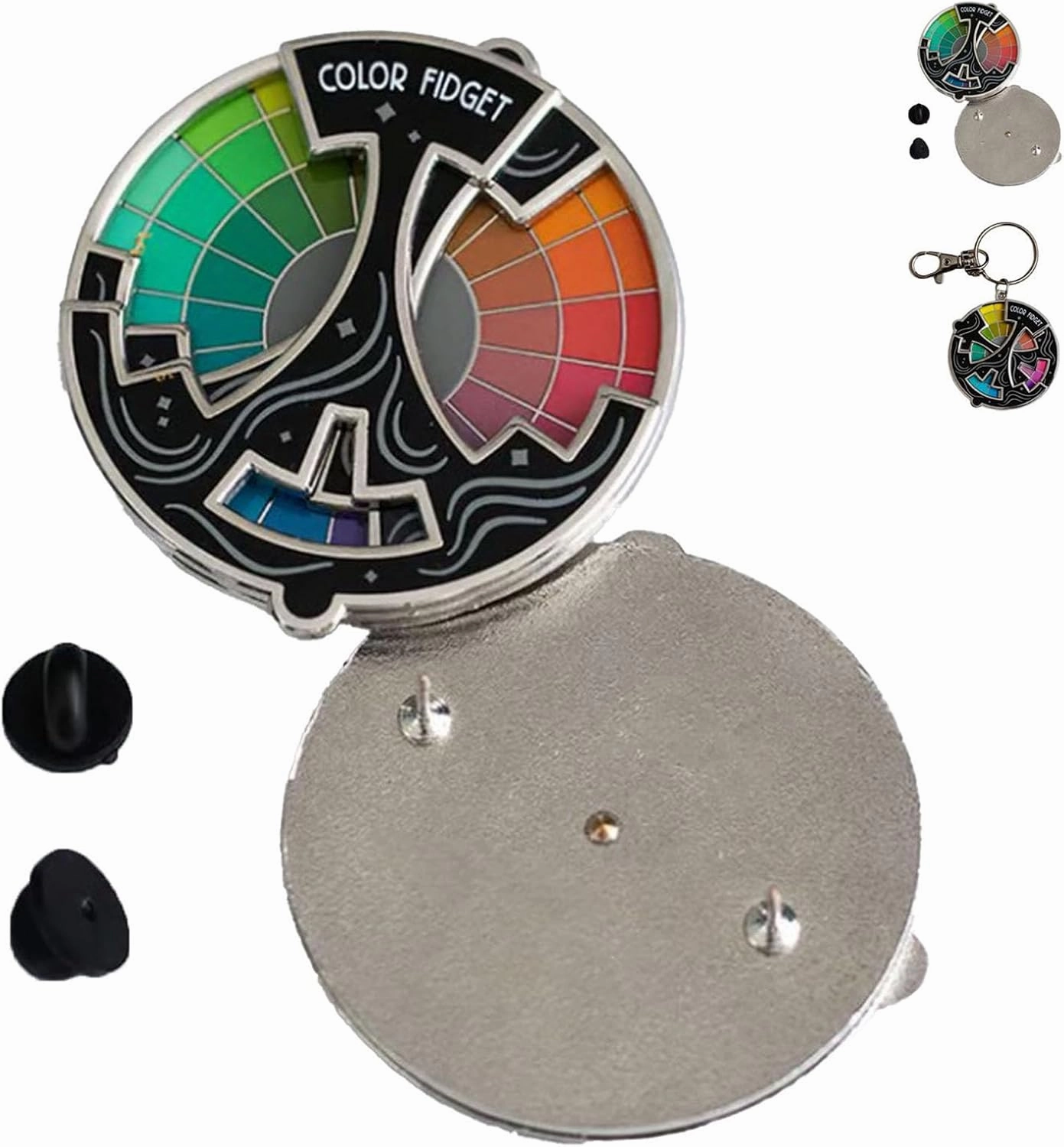 Creative Color Wheel Enamel Creative Graphic Design Art Brooch Relieve Stress My Social Battery Slider Pin Creative Wheel Lapel Pins