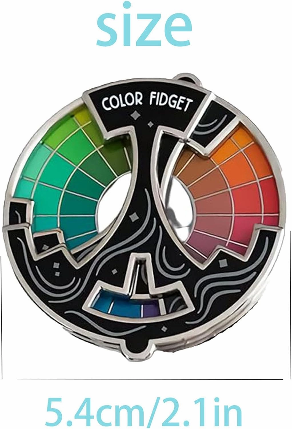 Creative Color Wheel Enamel Creative Graphic Design Art Brooch Relieve Stress My Social Battery Slider Pin Creative Wheel Lapel Pins