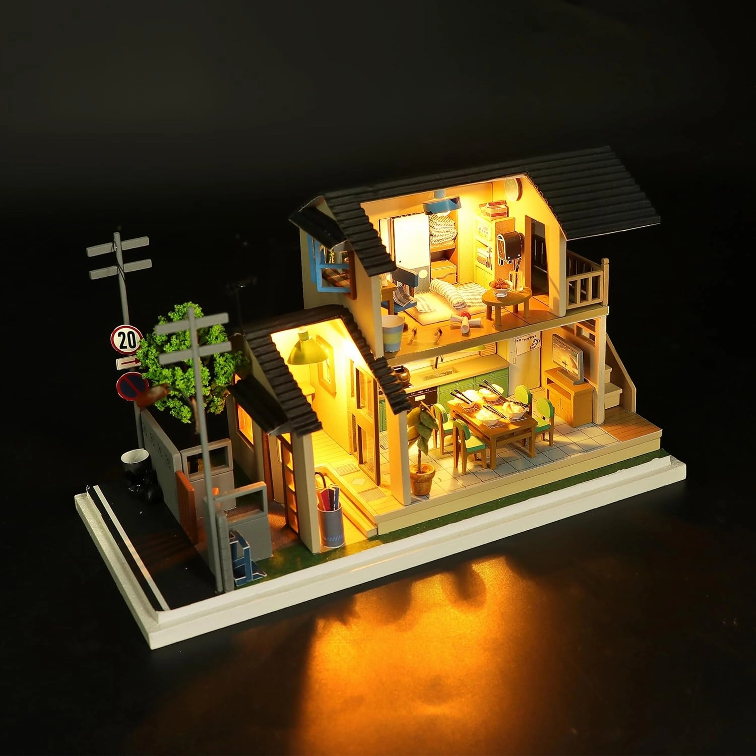 CRIOLPO DIY Miniature House Kit, DIY Assembled Modern House Dollhouse Kit, 1:24 Scale Creative Woodcraft Toy, DIY Craft Kit for Adults, Build Your Modern Style House - Shanyeyuan Villa
