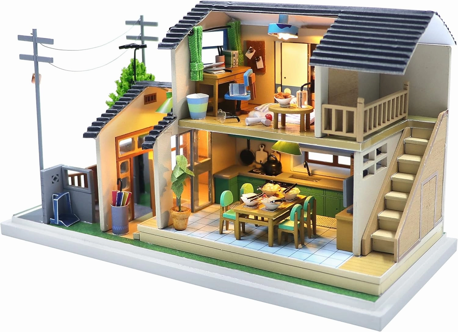CRIOLPO DIY Miniature House Kit, DIY Assembled Modern House Dollhouse Kit, 1:24 Scale Creative Woodcraft Toy, DIY Craft Kit for Adults, Build Your Modern Style House - Shanyeyuan Villa