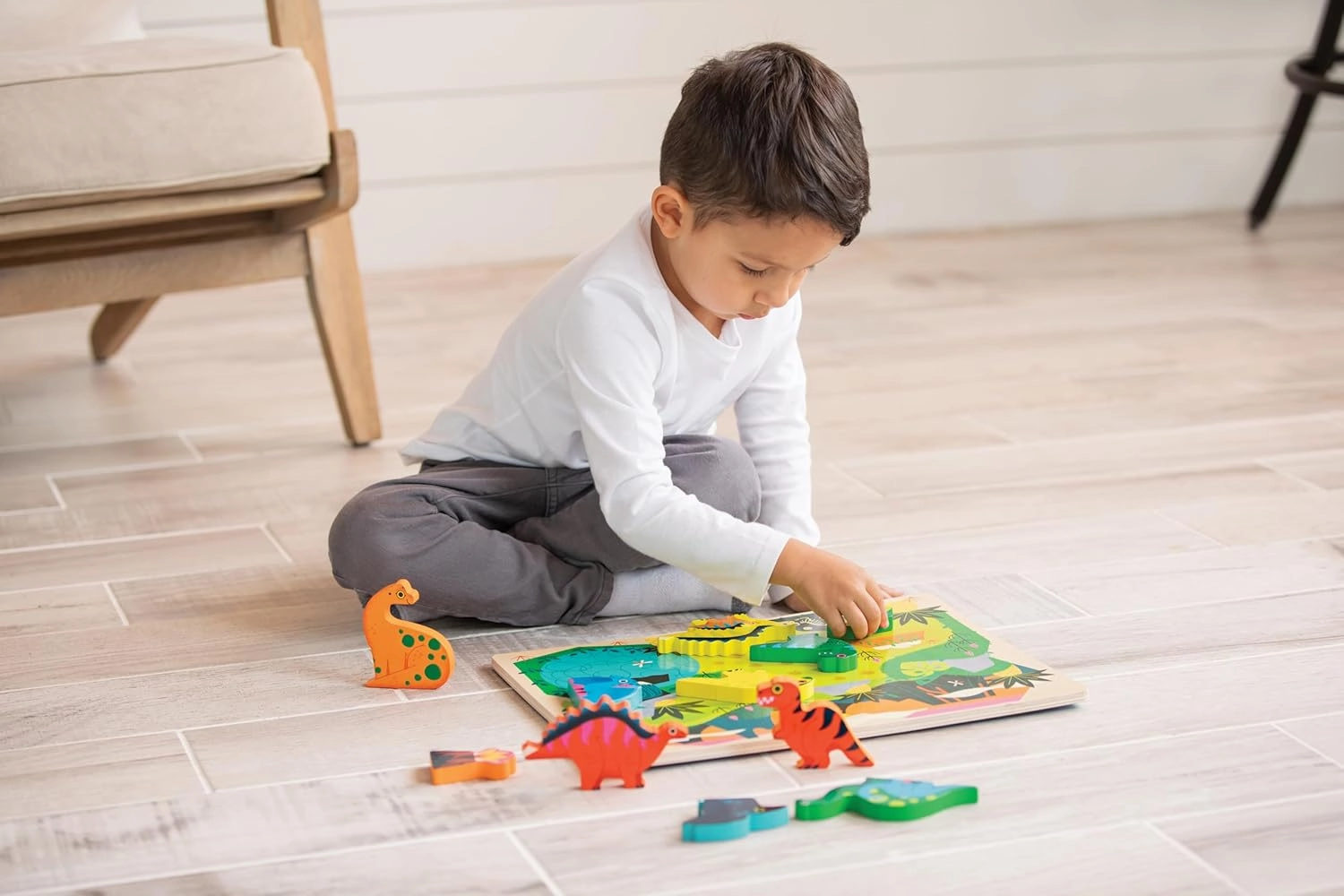 Crocodile Creek Let’s Begin Puzzle - Ten 2-Piece Beginner Puzzles for Ages 2 and Up - Heavy-Duty Storage Canister with Handle - Colorful Vehicles Design - Each Puzzle is 6" L x 4" H Finished