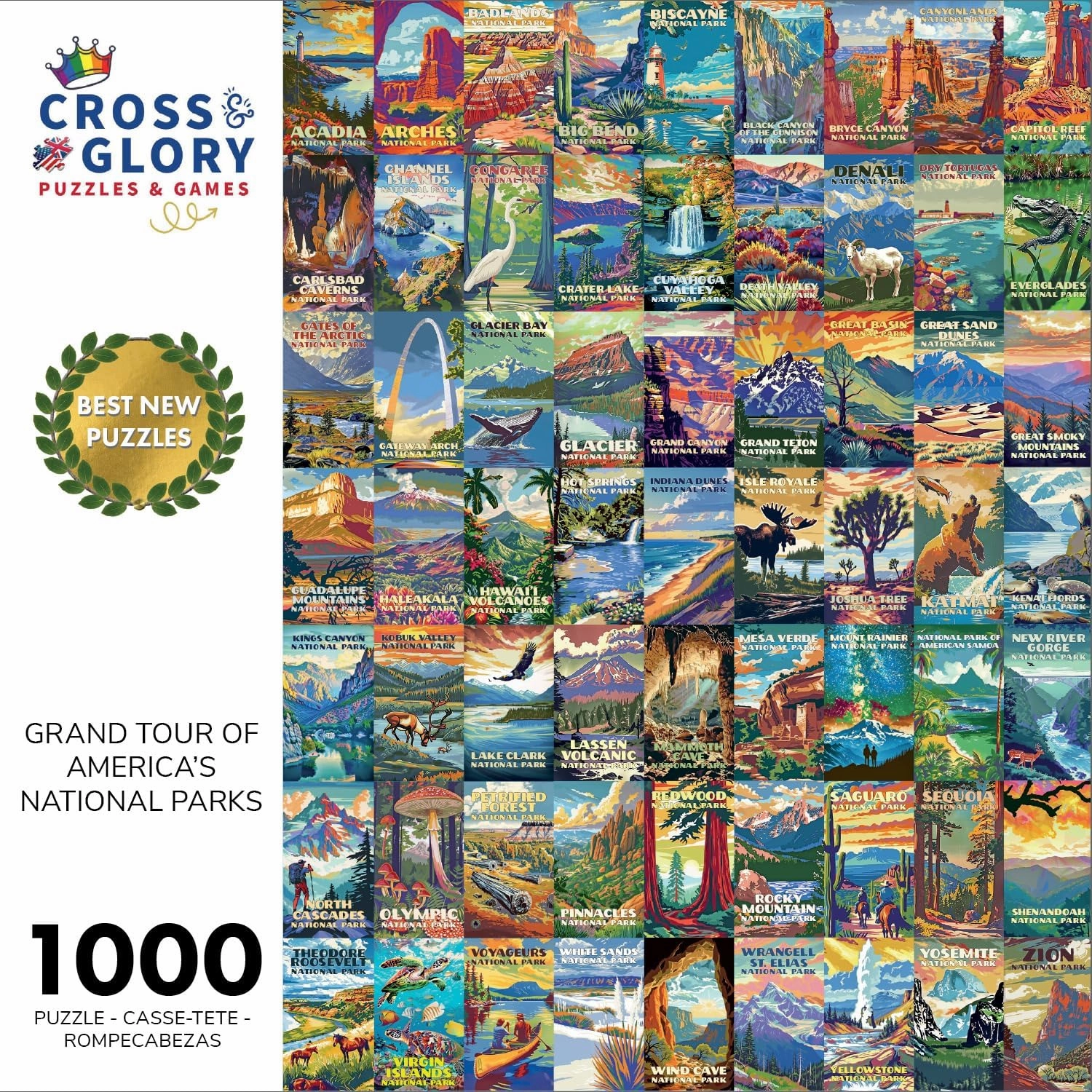 Cross & Glory - Grand Tour of America's National Parks - 1000 Piece Jigsaw Puzzle for Adults | Scenic Travel Puzzle | Perfect for Puzzle Enthusiasts
