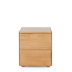 Cube Natural 2 Drawer Bedside - Oak top