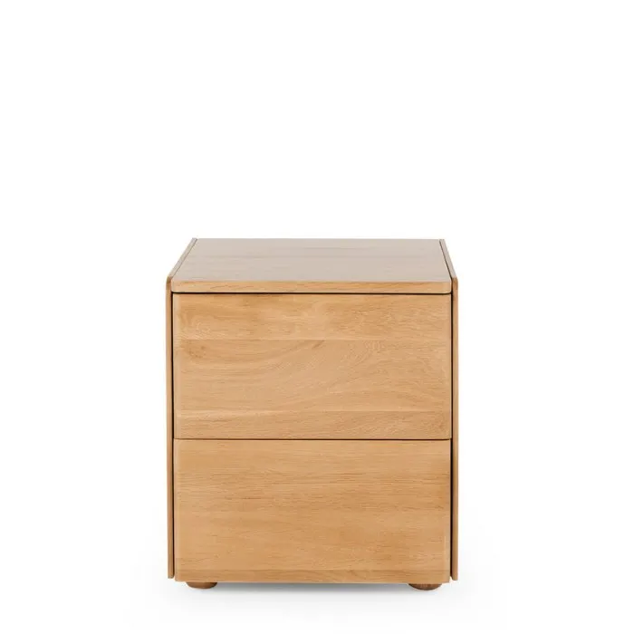 Cube Natural 2 Drawer Bedside - Oak top