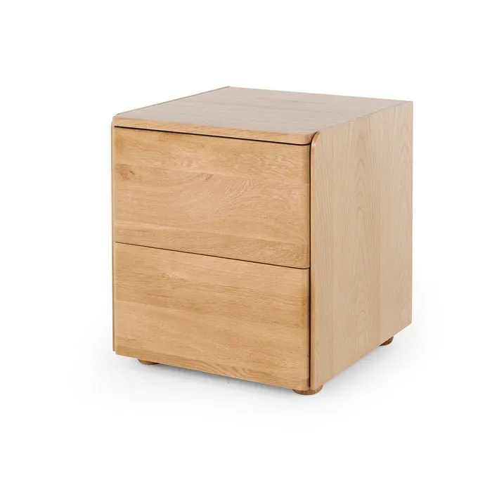 Cube Natural 2 Drawer Bedside - Oak top