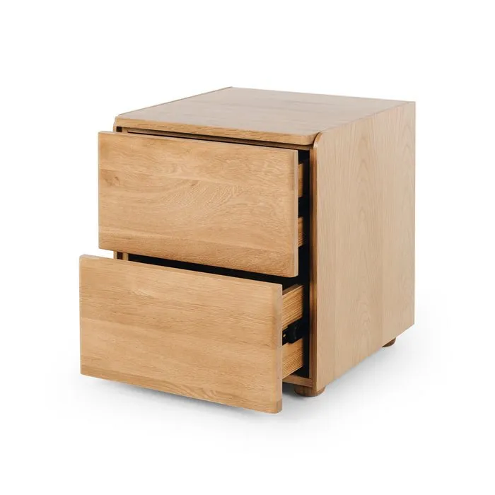 Cube Natural 2 Drawer Bedside - Oak top