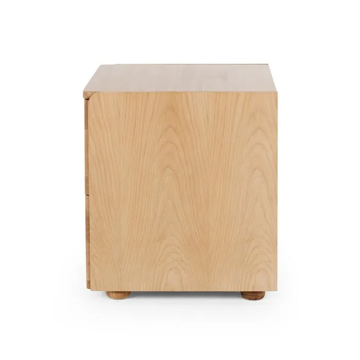 Cube Natural 2 Drawer Bedside - Oak top