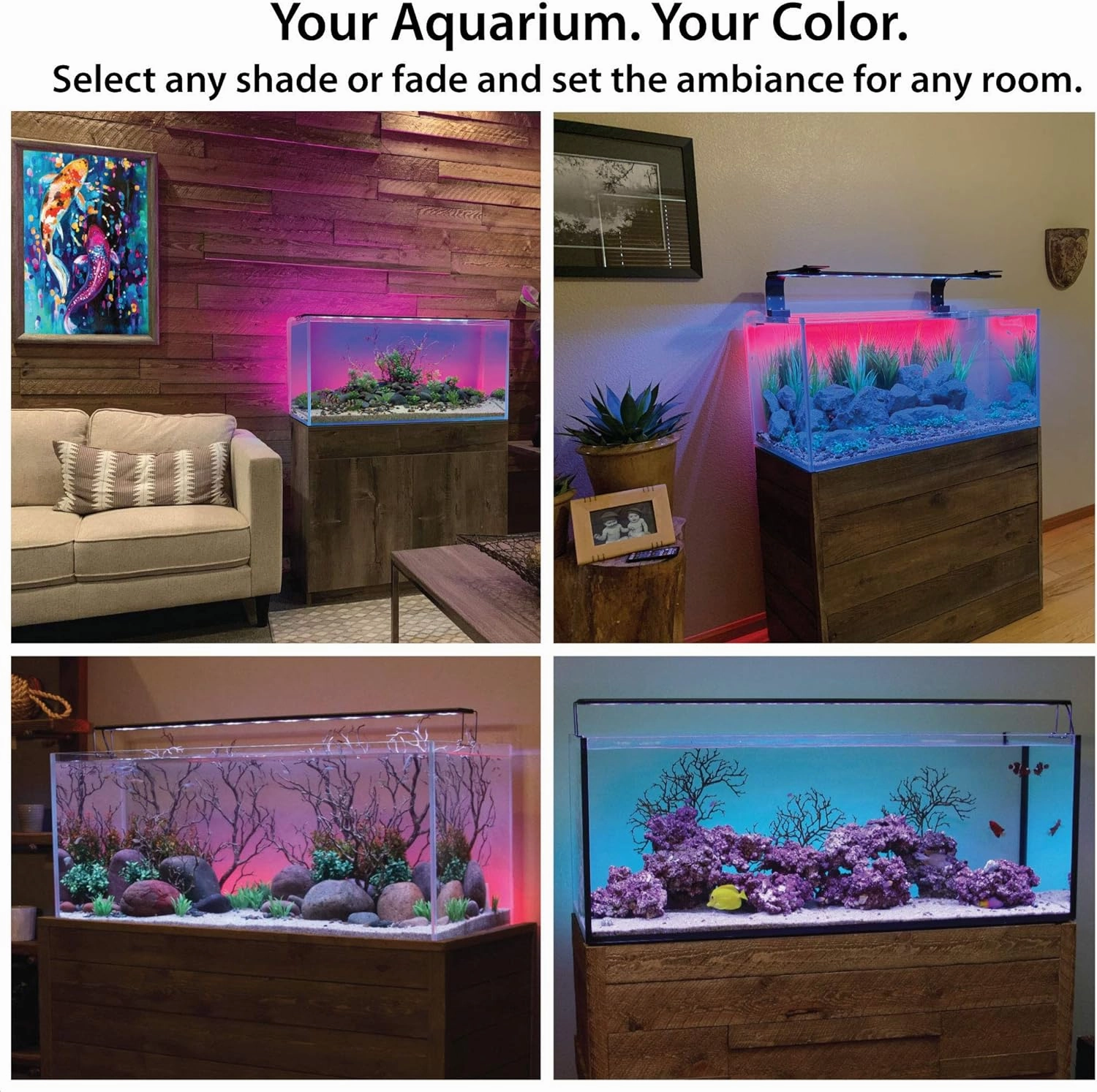 CURRENT USA 72" Serene Aquarium LED Background Light Kit | Fish Tank Lighting Backdrop Decoration Black 3D 125, 150, 180 Gallon Tank (3154)