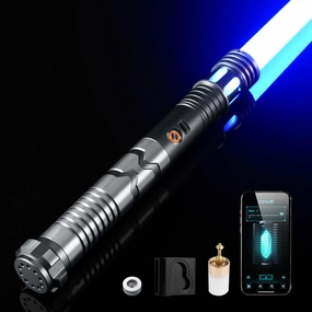 CUSTOM SABER Motion Control RGBX Light Saber, 16 Sound Fonts, Support Dueling, With Belt Clip and Blade Plug - Gray