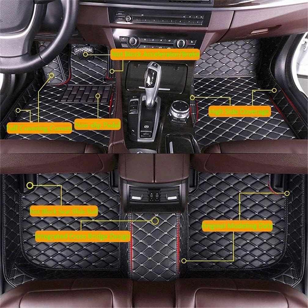 Customized Car Mats are Suitable for Déesse DS 4 / 2012-2014 Year Waterproof Lining Full Set of Environmentally Friendly Flooring (Black Beige,DS 4 / 2014 Year)