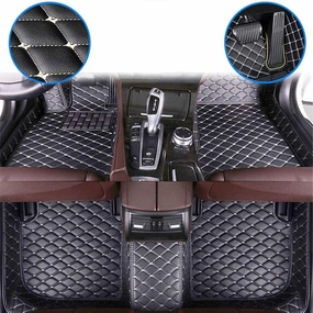 Customized Car Mats are Suitable for Déesse DS 4 / 2012-2014 Year Waterproof Lining Full Set of Environmentally Friendly Flooring (Black Beige,DS 4 / 2014 Year)