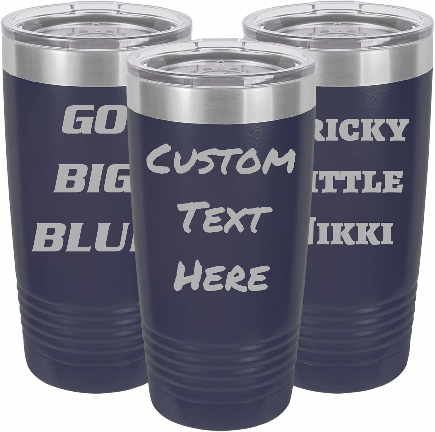 Customized Tumblers With Names, Double Wall Personalized Bottles with Splash and Leak Proof Upgraded Slider Lid for Birthdays, Mom, Dad, Friends, Co-Workers (20oz, Navy Blue)