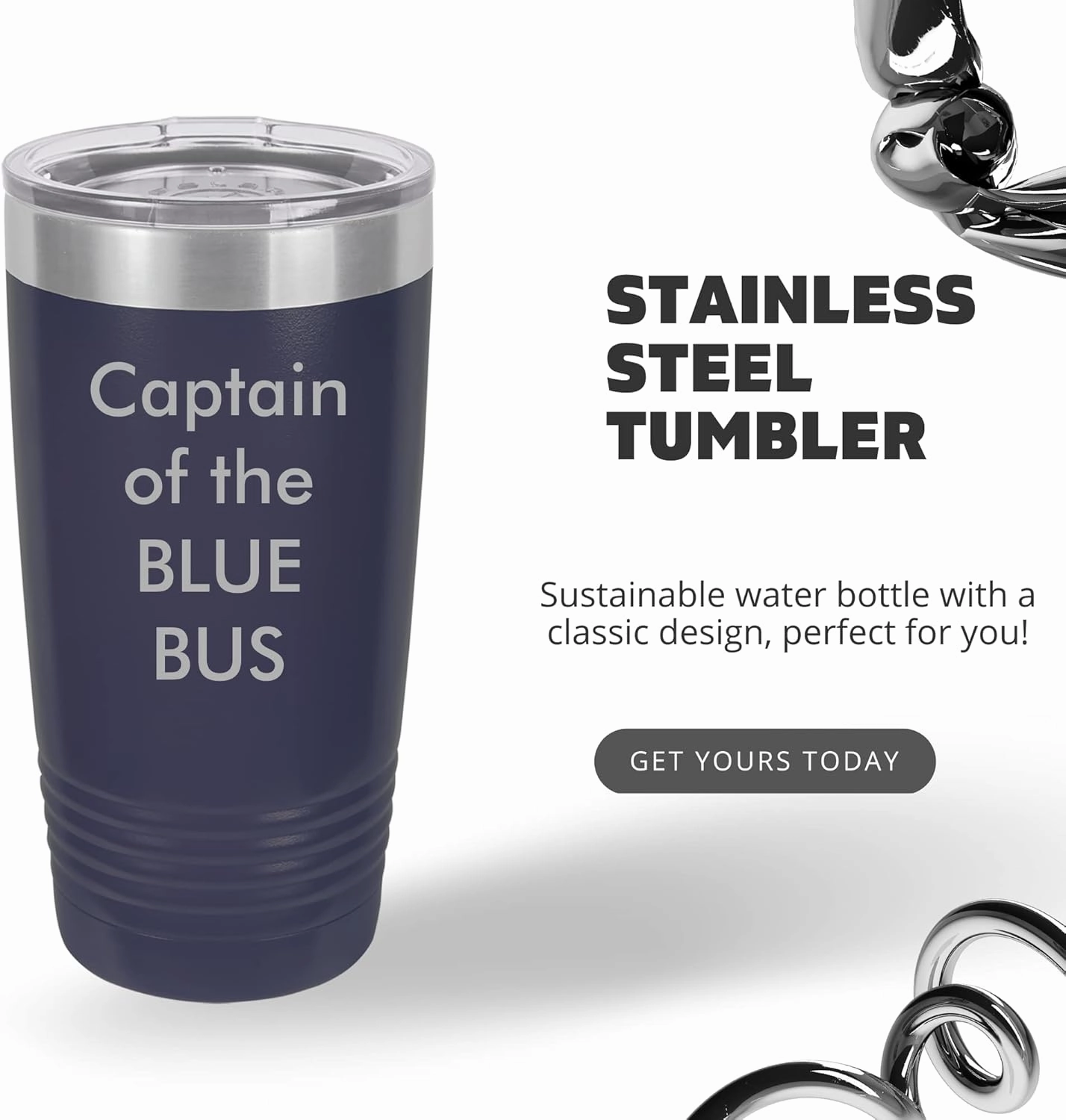 Customized Tumblers With Names, Double Wall Personalized Bottles with Splash and Leak Proof Upgraded Slider Lid for Birthdays, Mom, Dad, Friends, Co-Workers (20oz, Navy Blue)