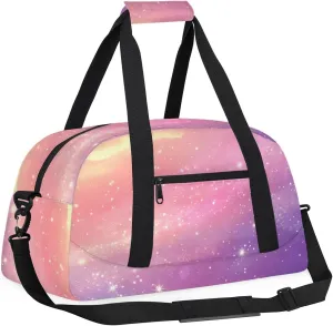 Cute Star Print Kids Overnighter Duffel Bags for Boys, Carry-On Size Sports Gym Bag with Front Zipper Pocket for School Practice or Overnight Travel Weekender Sleepover Tote Bag