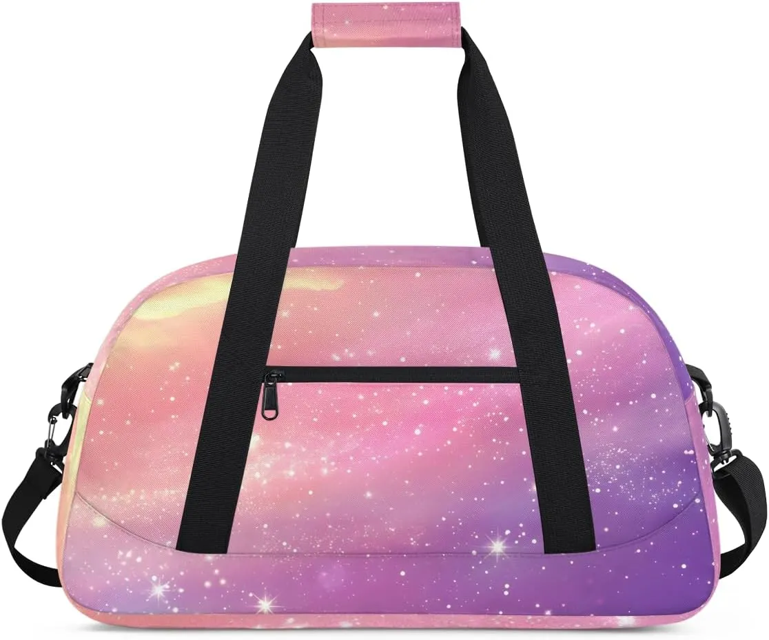 Cute Star Print Kids Overnighter Duffel Bags for Boys, Carry-On Size Sports Gym Bag with Front Zipper Pocket for School Practice or Overnight Travel Weekender Sleepover Tote Bag