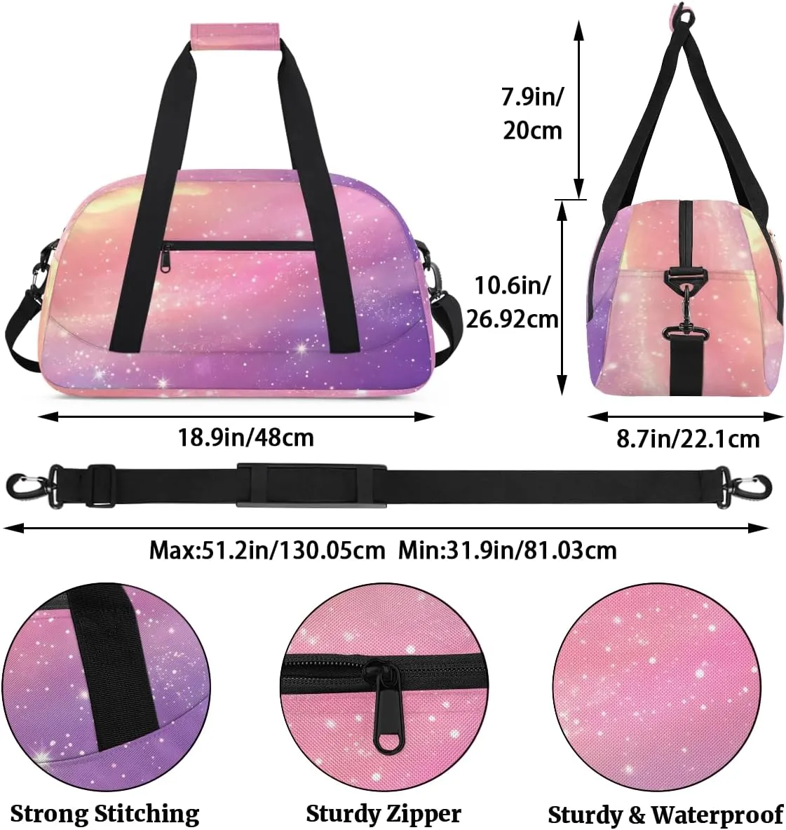 Cute Star Print Kids Overnighter Duffel Bags for Boys, Carry-On Size Sports Gym Bag with Front Zipper Pocket for School Practice or Overnight Travel Weekender Sleepover Tote Bag