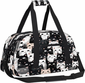 Cute Cat Kids Overnighter Duffel Bags for Boys, Carry-On Size Sports Gym Bag with Front Zipper Pocket for School Practice or Overnight Travel Weekender Sleepover Tote Bag