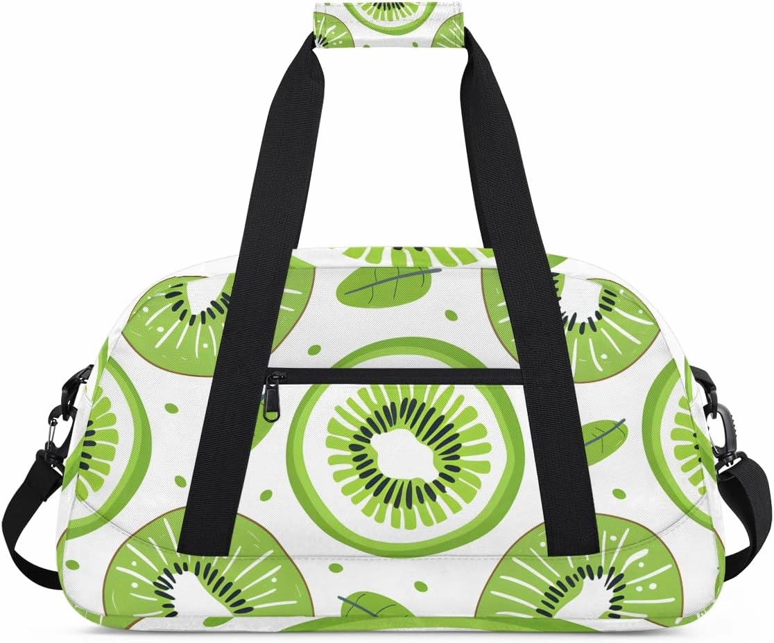 Cute Kiwi Kids Overnighter Duffel Bags for Boys, Carry-On Size Sports Gym Bag with Front Zipper Pocket for School Practice or Overnight Travel Weekender Sleepover Tote Bag