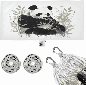 Cute Panda Camping Hammock, 330 lbs with 2 Tree Straps, Carry Bag, Single Portable Hammock for Outdoor/Indoor, Hiking, Beach, Backpacking, Travel