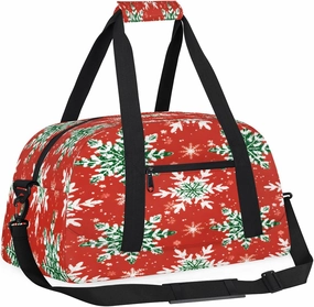 Cute Snowflake Kids Overnighter Duffel Bags for Boys, Carry-On Size Sports Gym Bag with Front Zipper Pocket for School Practice or Overnight Travel Weekender Sleepover Tote Bag