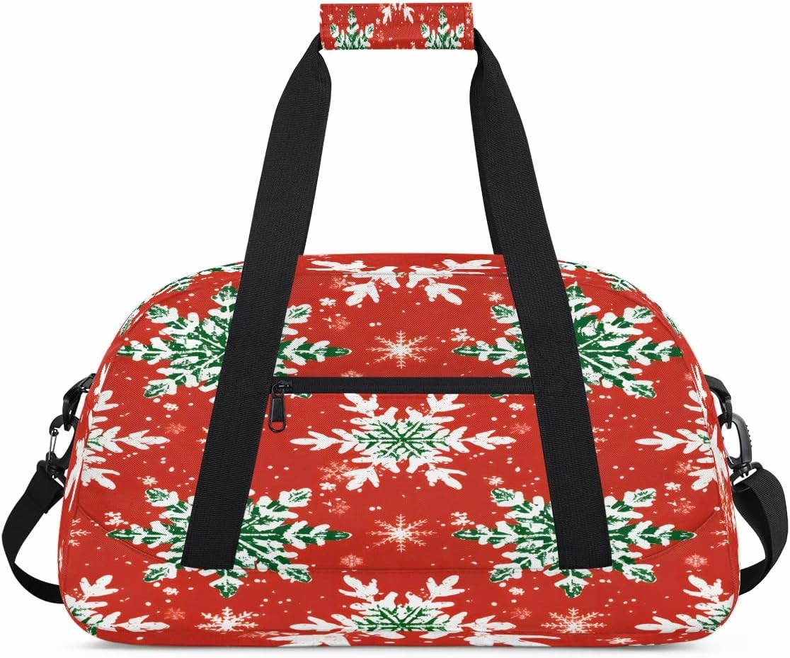 Cute Snowflake Kids Overnighter Duffel Bags for Boys, Carry-On Size Sports Gym Bag with Front Zipper Pocket for School Practice or Overnight Travel Weekender Sleepover Tote Bag
