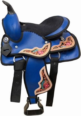 D&L Saddlery Classic Western Barrel Racing Handmade Synthetic Cordura Horse Saddle Lightweight Barrel Racing Saddle Trail Tack Equestrian Horse Saddle Tack Size 10" to 18" inches Seat, SYN56