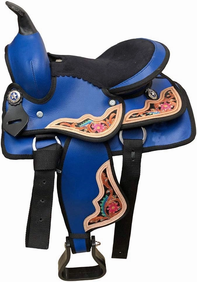 D&L Saddlery Classic Western Barrel Racing Handmade Synthetic Cordura Horse Saddle Lightweight Barrel Racing Saddle Trail Tack Equestrian Horse Saddle Tack Size 10" to 18" inches Seat, SYN56