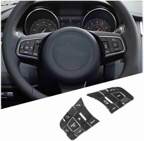 Daeiclru Steering Wheel Button Trim Sticker Compatible with Jaguar XE XEL XF XFL F-PACE E-PACE F-TYPE, Alloy Steering Wheel Button lnner Decoration Cover 10PCS (Low-configuration, Black)
