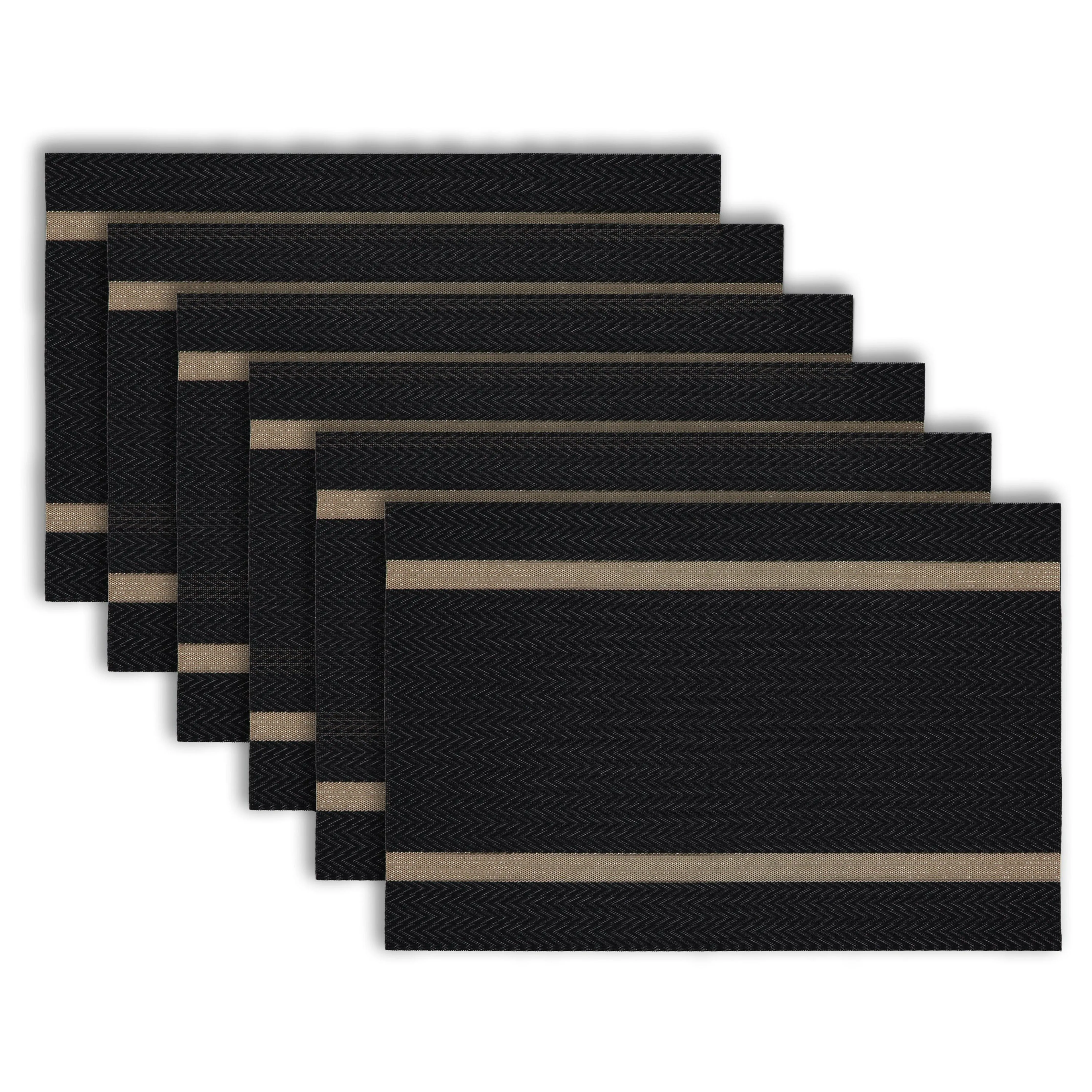 Dainty Home Annandale Woven Texteline Textured Design Reversible 12" x 18" Rectangular Placemats Set of 6