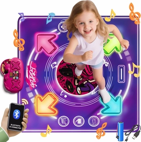 Dance Mat for Kids Girls Boys Ages 3-5 4-8 8-12, Rechargeable 5 Mode Dance Mats for Girls Kids with Bluetooth, Music & LED Light, Birthday Toys Gifts for 3 4 5 6 7 8 9 10  Year Old Girls