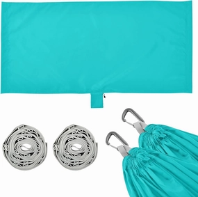 Dark Turquoise Solid Color Camping Hammock, 330 lbs with 2 Tree Straps, Carry Bag, Single Portable Hammock for Outdoor/Indoor, Hiking, Beach, Backpacking, Travel