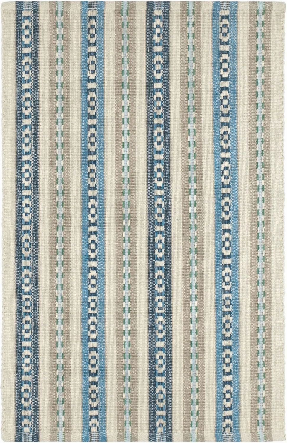 Dash and Albert Long Slade Cotton Area Rug - 5' x 8' Indigo Stripe Handwoven Accent Rug - Durable, Lightweight, Guest Room, Home Office, Dining Room