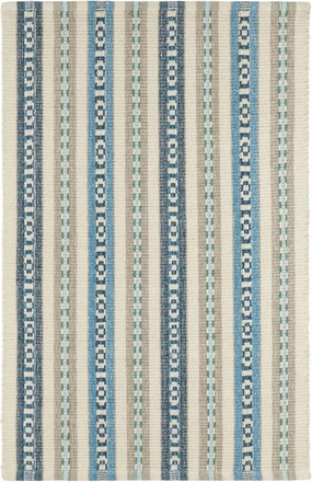 Dash and Albert Long Slade Cotton Area Rug - 5' x 8' Indigo Stripe Handwoven Accent Rug - Durable, Lightweight, Guest Room, Home Office, Dining Room
