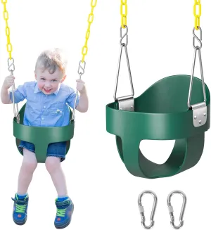 DECORLIFE Toddler Swing, Baby Swing Outdoor –High Back Full Bucket Swing Set for Ages 1-3, 330lb Capacity, Safety Design, Plastic-Coated Chains and Quick-Snap Carabiners for Backyard, Playground