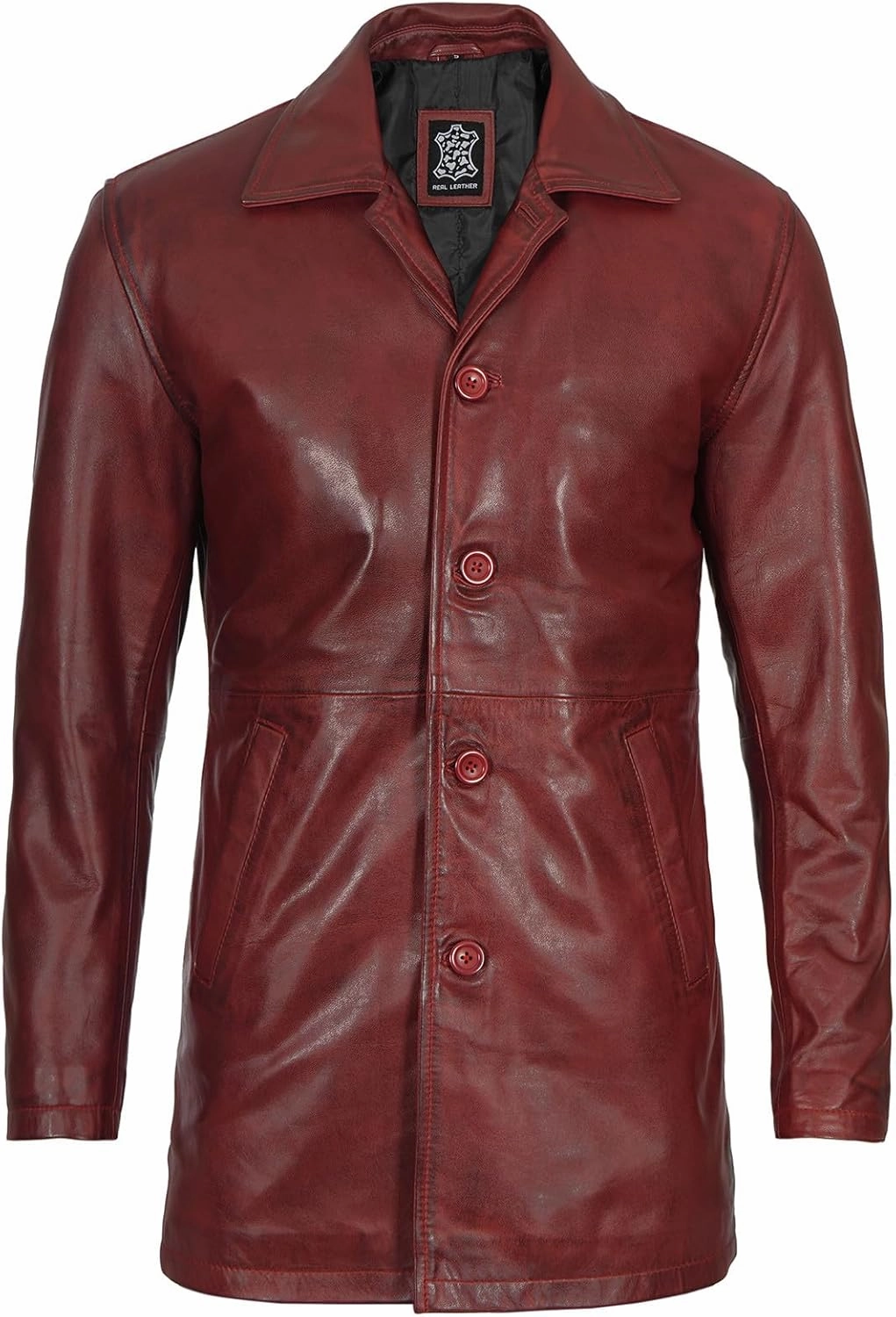 Decrum Leather Coat Men - Carcoat Style Winter Classic Long Real Leather Jackets For Men