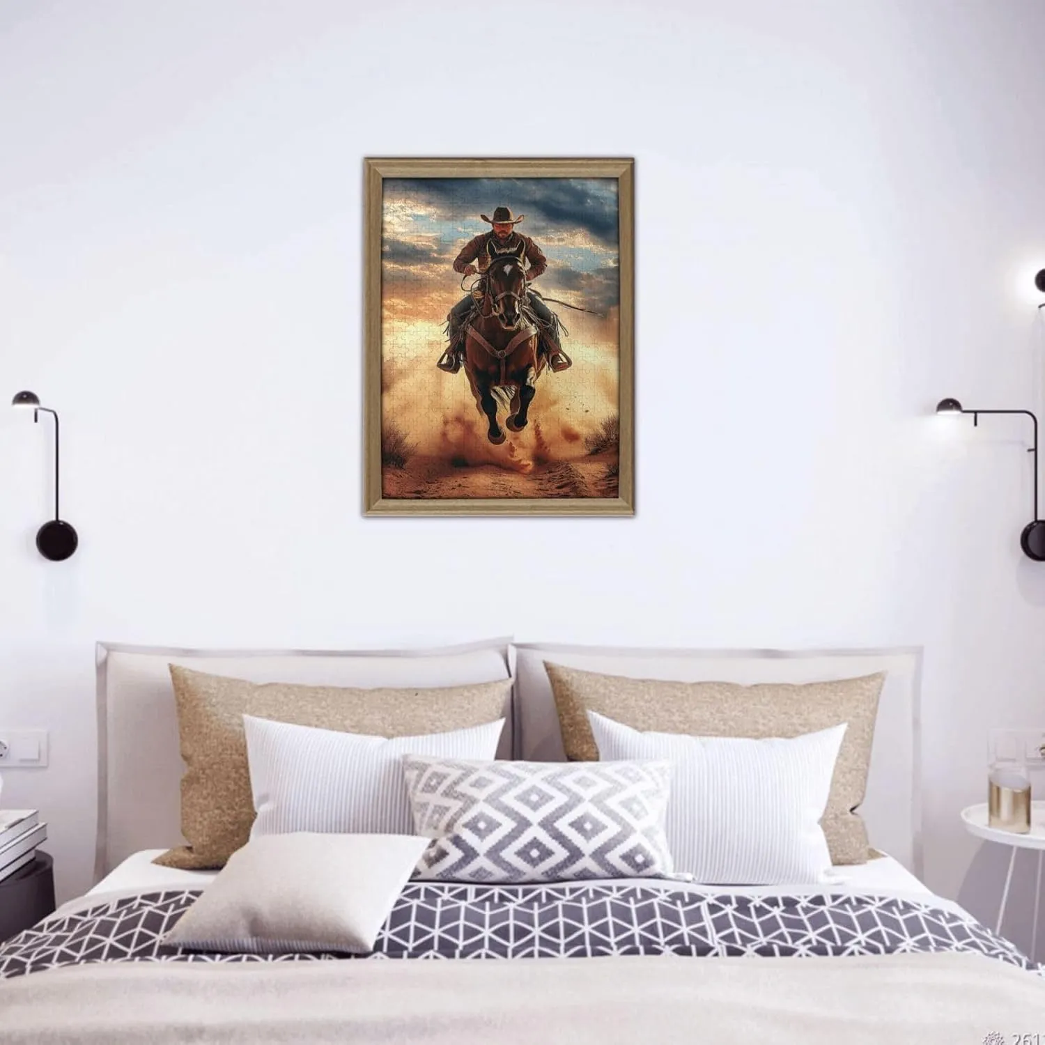 Desert Horseback Riding Man Jigsaw Puzzle 500 Pcs, Unique Artwork,Wooden Puzzle for Adults,Challenging Brain Exercise, Stress Release,Relaxation,Home Wall Decor,Practical